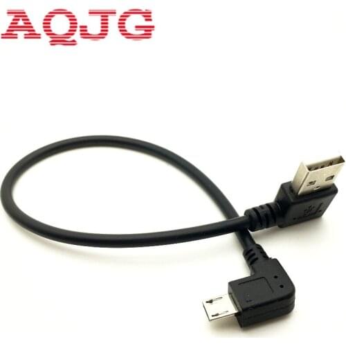 10pcs USB 2.0 Left Angle A Male 90 Degrees to Micro Left Angle M Cable Data Cord For Table Cell Phone Cable 27cm AQJG
