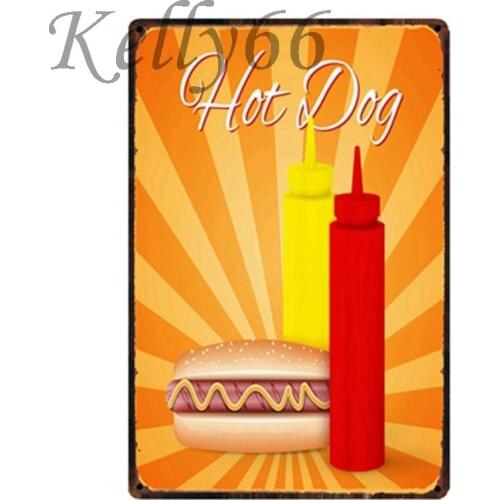 [ Kelly66 ] Hot Dog Metal signs Decor for Store Room Bar Vintage craft 20*30 CM Size y-1481