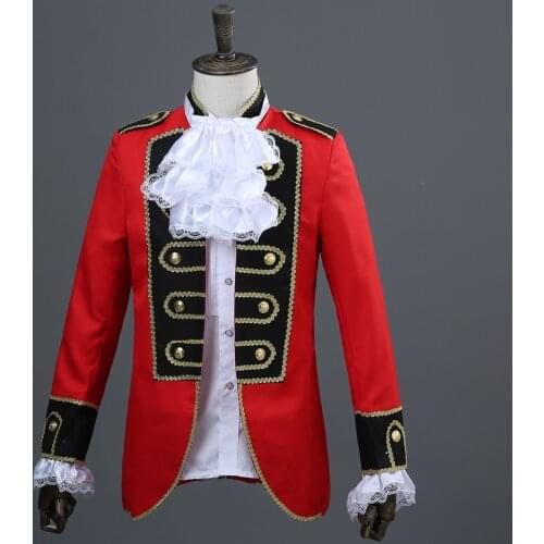 King Prince Renaissance Medieval Men Royal Court Cosplay Costume steampunk military Coat Uniform