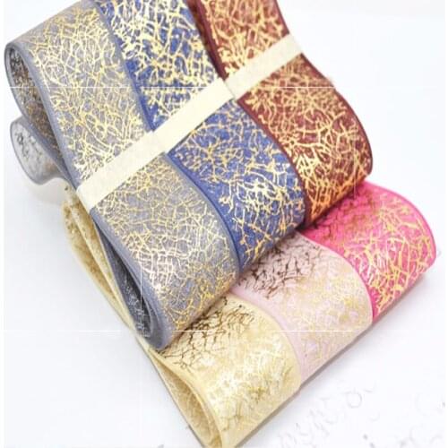 ZY DIY Beautiful 6 Colors Bronzing Lines Printed Polyester Ribbon For DIY Sewing