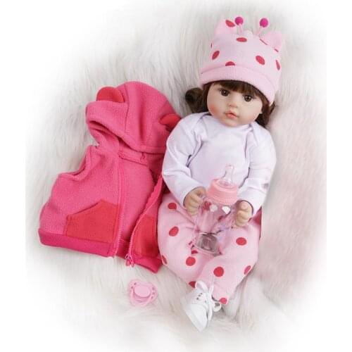 55cm Girls Pink Cute Dolls Lifelike Reborn Toys For Boy Kids Birthday Gifts High Quality Handmade Curly Hair Doll with Deer Toy