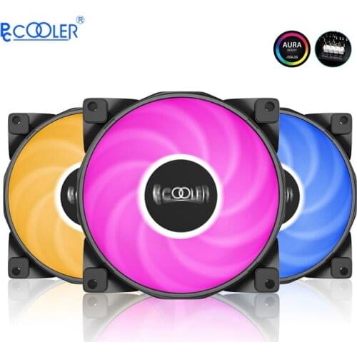 PCCooler Cooling Fan ARGB 12V 120mm PWM Silent Heatsink Adjustable 12V 4Pin Aura Sync Radiator PC Cooler Fan Cooling RGB Fans