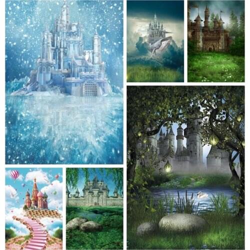 Laeacco Winter Snow Castle Freeze Dots Birthday Party Child Baby Photozone Portrait Photo Background Photographic Backdrops