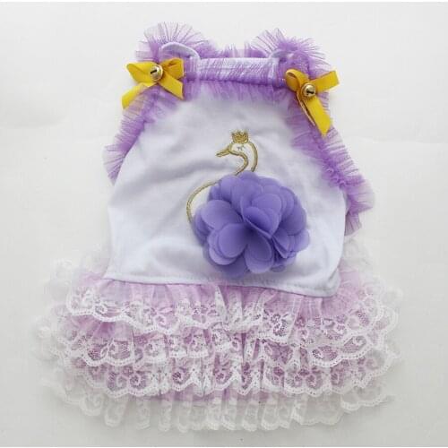 Pet Dog Princess Dress Vest Swan Design Cat Puppy Shirt Summer Apparel 5 sizes 2 colours