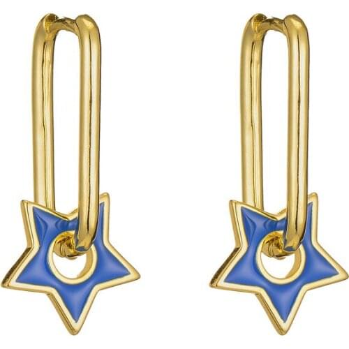2021 Huitan Hot Selling Simple Fashion Star Ladies Drop Earrings Retro Round Oil Drop Earrings Female Star Earrings Party Gifts