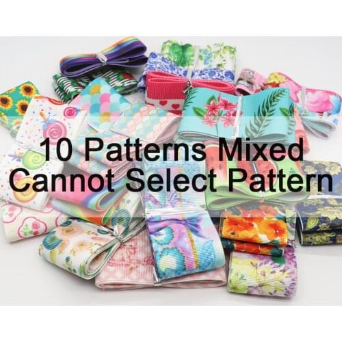 Mix 10 Designs,10Yards/Lot Cartoon Flowers, Etc.Printed Grosgrain Ribbon For Hair Bows DIY Crafts Handmade Accessories