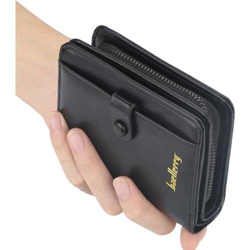 2020 Men Wallets Short PU Leather Double Zipper Hasp Men Purses Card Holder Coin Pocket Vintage High Quality Brand Men Wallets