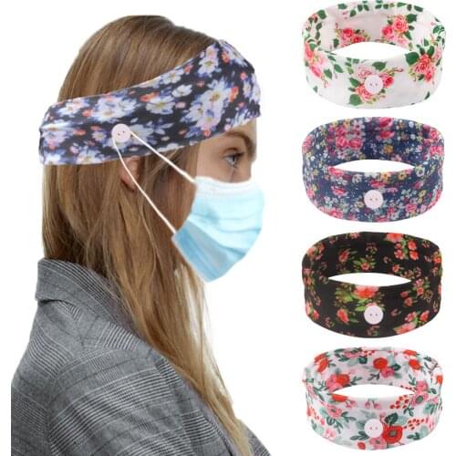 Soft Earmuff Headband With Button For Mask Leopard print Outdoor Yoga sweat-absorbent and quick-drying Headwear Hair Accessories