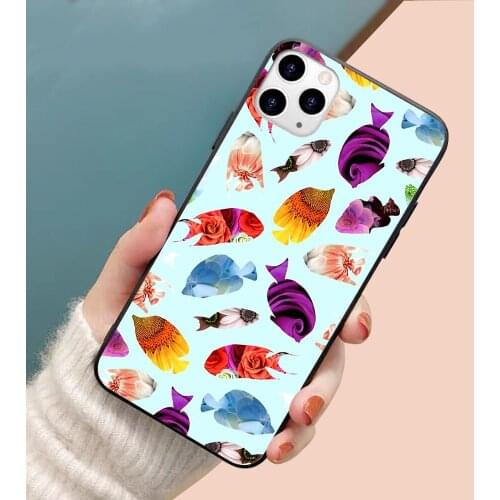 Fish shaped Flowers soft TPU border phone case for iphone 11PRO 11PROMAX 11 X XS XR XSMAX 6 plus 7 7plus 8 8plus cover