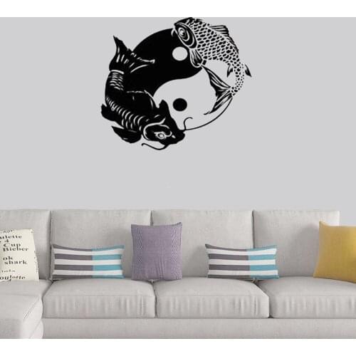 Chinese Style Wall Sticker Carp Wall Decal Yinyang Home Decor Vinyl Bedroom Living Room Art Mural DW8437