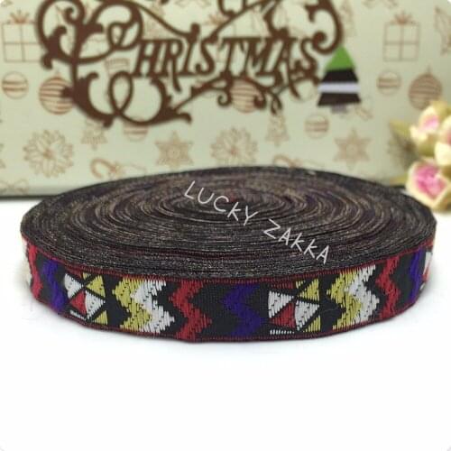 NEW ribbon wholesale 5/8"(14mmx18yard/sets) 100% polyester Woven Jacquard ribbon red blue white yellow 3D Geometric series lace