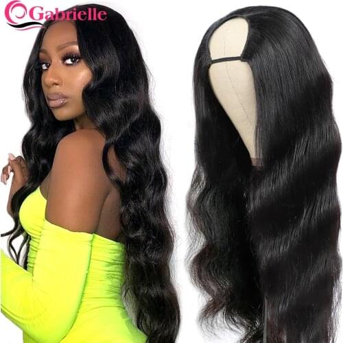 Body Wave U Part Wig Human Hair Cheap Brazilian Half Wigs for Black Women Naural Color Glueless Half Wig Gabrielle Remy Hair