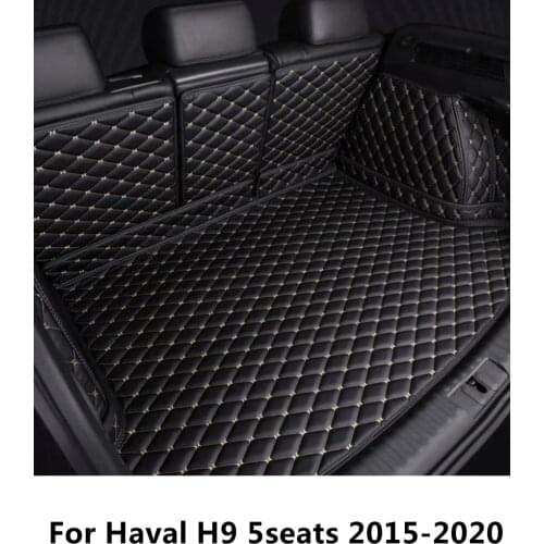 SJ Custom Fit Full Set Waterproof Car Trunk Mat AUTO Tail Boot Tray Liner Cargo Rear Pad Cover For Haval H9 5Seats 2015 16-2020