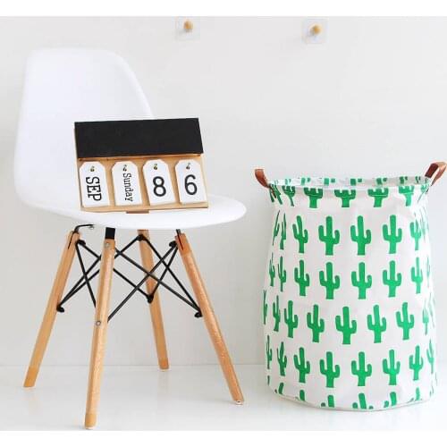 Portable Double Washing Laundry Basket Tank Storage Bin Handle Closet Toy Box Container Cylinder Print Household Organizer