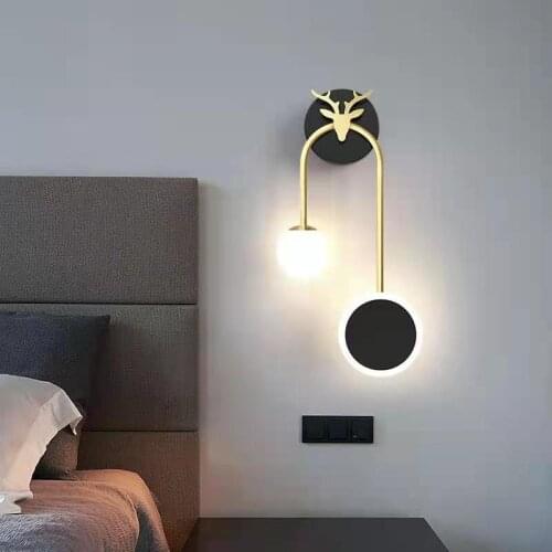 Bedroom Bedside Lamp Minimalist Wall Lamp Nordic Modern Minimalist Aisle Lamp Light Luxury Lamp Study Room Hotel Double Head
