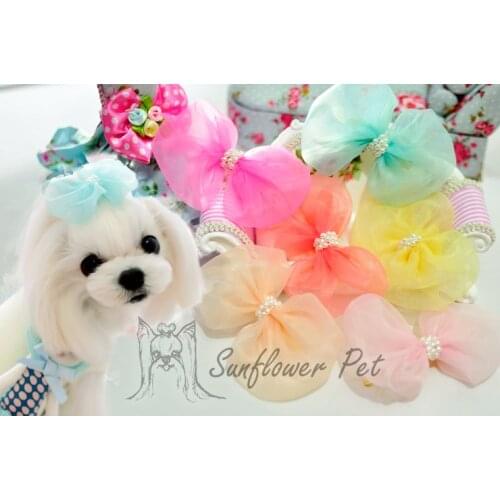 Princess yarn flower hairpin pet hair accessories 30pcs/lot