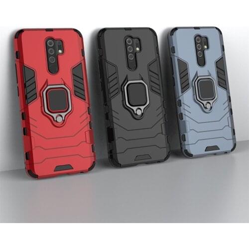Shockproof Armor Case For Xiaomi Redmi 9 9A 9C redmi9 redmi9a 6.53" Hybrid Hard PC+Soft TPU Rotating Ring Stand Holder Cover