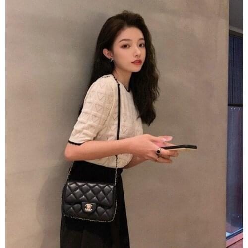 Heart-shaped Pullover Knitted Half Sleeve Knitted Sweater Women New spring Slim Basic Solid Casual Base Female Knitting Shirts