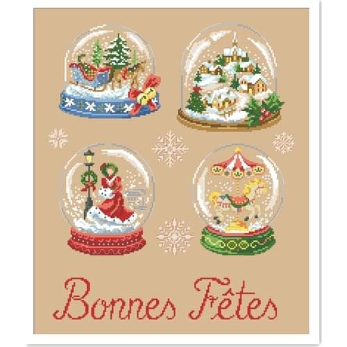 The scenery in glass ball cross stitch package 18ct 14ct 11ct flaxen linen cotton thread embroidery DIY handmade needlework