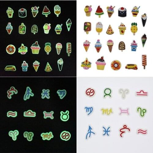 Glowing Cartoon PVC Shoes Charm Ice Cream Cartoon Pizza Donut Garden Shoes Decoration Wristband Accessories Buckle