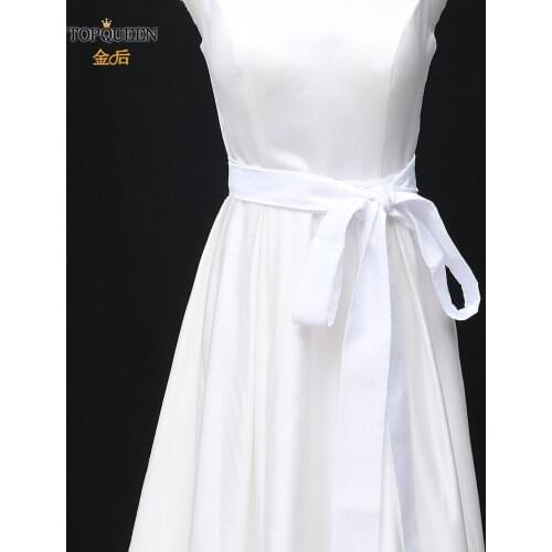 TOPQUEEN S400 Custumized Wedding Belt Sashes Chair Cover Wedding Buckle White Ivory Satin Sash Wedding Gifts Souvenirs Belt