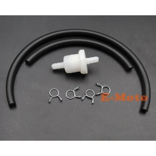UNIVERSAL INLINE PETROL FUEL FILTER & 4 CLIPS WITH HOSE PIPE MOTORCYCLE QUAD PIT DIRT BIKE New E-Moto