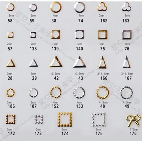 500pcs/pack Japan Korea Nail Art Alloy Rivets Studs Hollow Round Square Triangle Metal Jewellry Accessories for Women Nail DIY