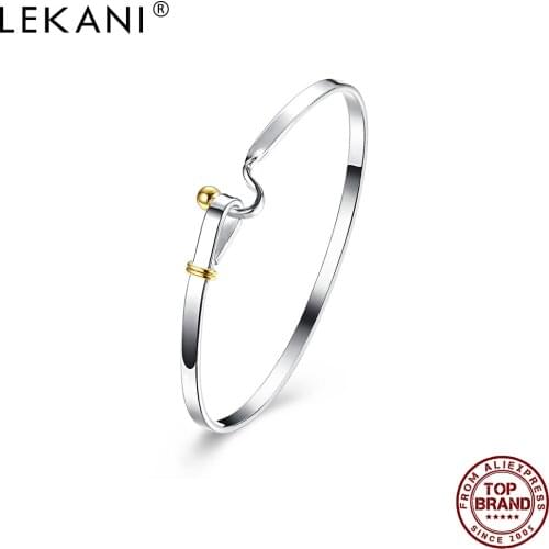 LEKANI Bangle For Women Silver Color Classic European American Style Round Shape Silverware Bangle Girlfrieng Gift Hot Sale