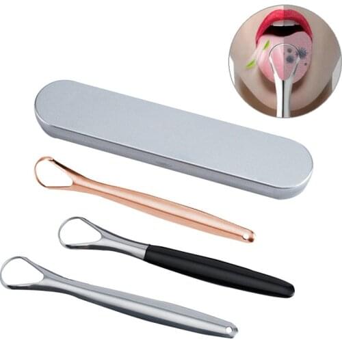 1 Set Stainless Steel Tongue Scraper Cleaner Metal Reusable & Ecofriendly Tongue Brush Fresh Breath Dental Materials