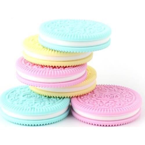 1pcs 55mm Silicone Cookies Baby Teethers rodent beads DIY chew Necklace Pacifier Chain Pendant Food Grade Silicone BPA Free