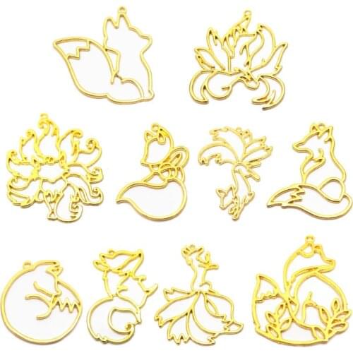 10Pc Smart Foxes Animal Pendant Open Bezel Setting UV Resin Craft Jewelry Making
