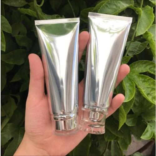 100ml Empty Refillable Plastic silver Lip Gloss Balm Eye Gel Hand Cream Tubes Cosmetic Containers Bottles Set 100pcs/lot