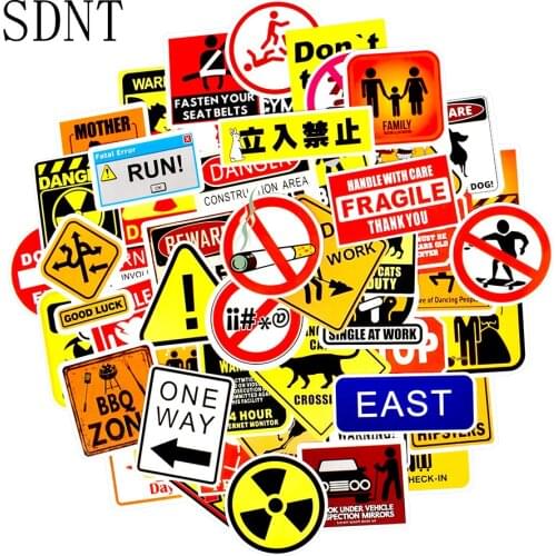 100 PCS Warning Signs Sticker Danger Reminder Banning Signs Waterproof Sticker Toys to DIY Laptop Suitcase Fridge Skateboard Car