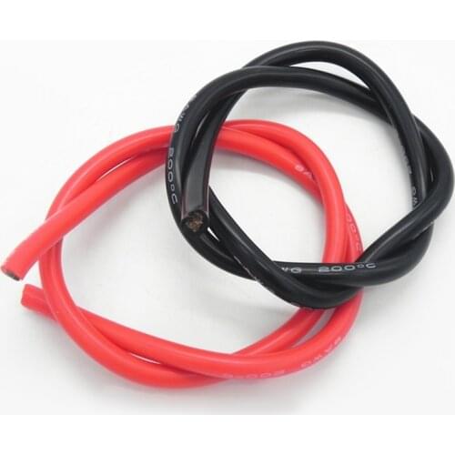 2M Two Wires 12/16/18/20/26/28/30AWG Silicone Wire SR Wire Flexible Stranded Copper Electrical Cables 1M black+1M red For RC