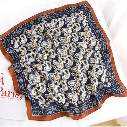 2021 Fashion Kerchief Silk Satin Neck Scarf For Women Print Hijab Scarfs Female 70*70cm Square Shawls and Wraps Scarves For Lady