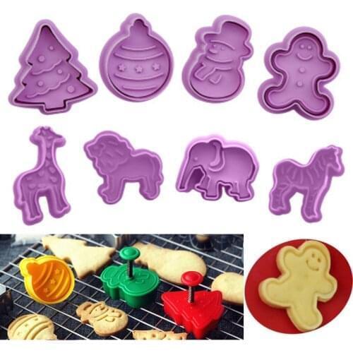 4Pcs/set Kitchen New Cookie Biscuit Fondant Mold Silicone Cookie Baking Cutter Mould for Christmas