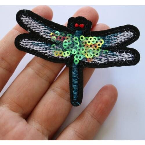 5pc/lot dragonfly embroidery patches for clothing Embroidered iron on patch for clothes ironing applique parches for jacket