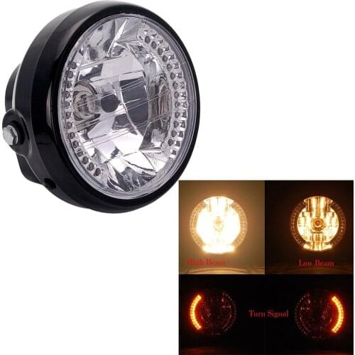 7' Motorcycle Headlight Amber Turn Signal Indicators Light 2250LM For Motorcycle