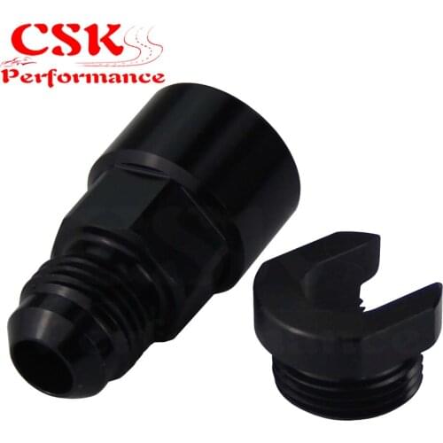 AN-6 Fuel Line EFI Adapter Fitting Male to 5/16 Quick Disconnect Black Screw On