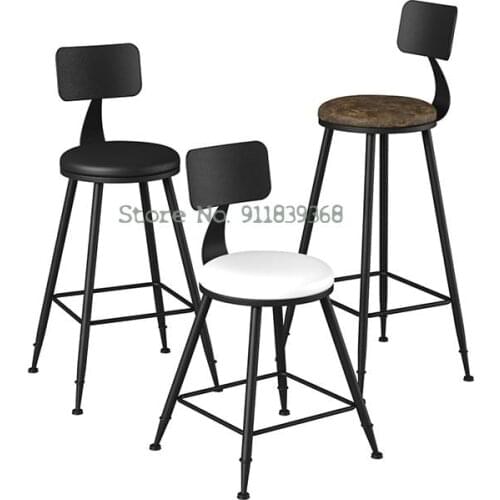 Bar stools modern minimalist high stools Nordic home coffee shop front desk bar stools bar stool backrest chair black