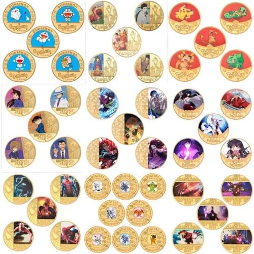 More than 100 Designs Anime Designed Gold Color Plated Coins Set for Fans Collection Gifts