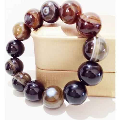 Natural Brazilian Agate 20MM Round Bead Bracelet Mens Boutique Domineering Bead Bracelet Jewelry Birthday Gift