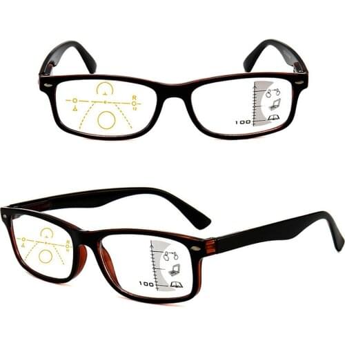 CLARA VIDA Retro Anti-Blu-ray Progressive Multi-focus Reading Glasses Large Frame for Men and Women Smart +1.0 +1.5 +2.0 To +4.0