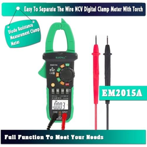 ELECALL EM2015A Clamp multimeter NCV Digital Clamp Meter With Torch Diode Resistance Measurement