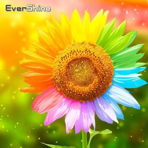 Evershine Diamond Painting Full Square Sunflower Colorful 5D Diamond Embroidery Mosaic Floral Cross Stitch Full Set Home Decor