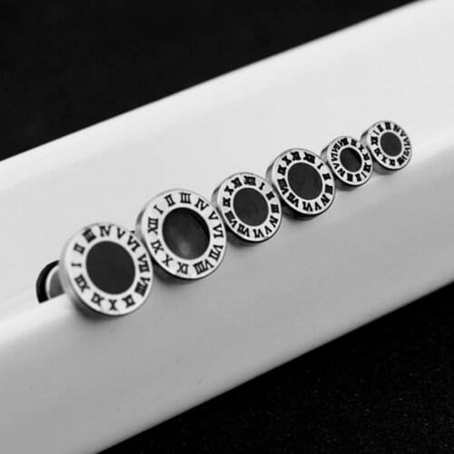 Single Stainless Steel Classic Barbell Shape Men and Women Ear Stud New Fashion Roman Numeral Screw Earrings Fasion Jewellery