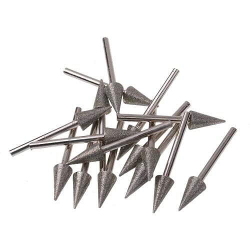Cone Shape Grinding Needle For Metal Stone Jade Engraving Carving Diamond Head Shank Bits Burrs Tools