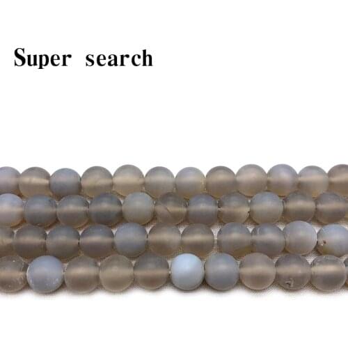 Natural Gem Stone Frosted Gray Agat Round Loose Beads 4/6/8/10/12MM Onyx Diy Beads Jewelry Making Accessories Bracelet