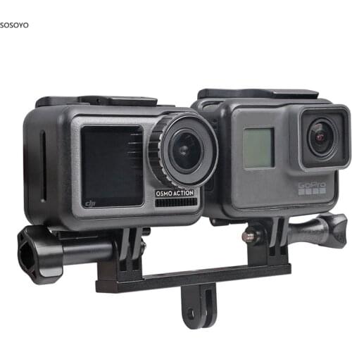 Metal Double Dual Bracket Tripod Holder Handle With Screw Mount Adapter For Gopro Hero 8 7 6 5 Xiaomi Yi Dji Osmo Action Camera