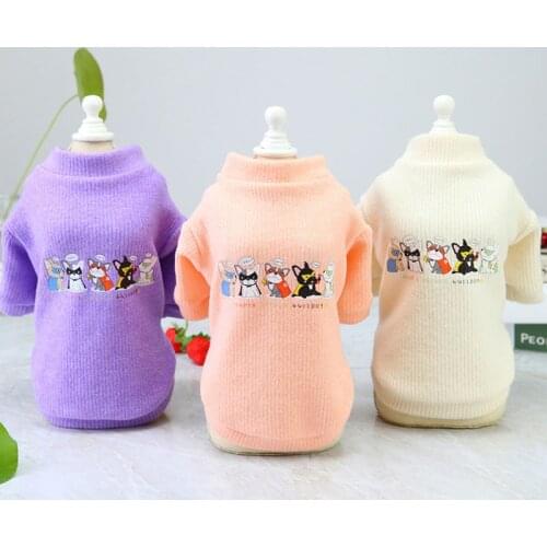 Cute Warm Knitwear Dog Clothes Cat Sweater Knitted Hoodie Coat Long Sleeve Sweatshirt Jacket Costume Plaited Pet Clothing Outfit